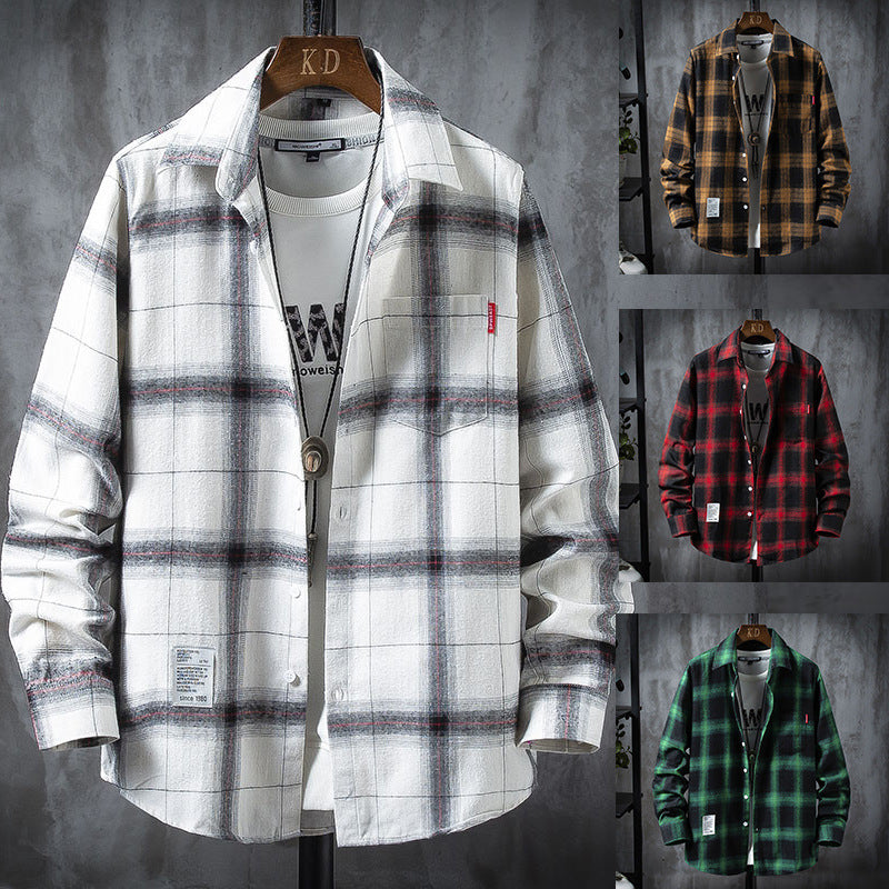 Plaid Shirt Jacket Men's Shirt Long Sleeve