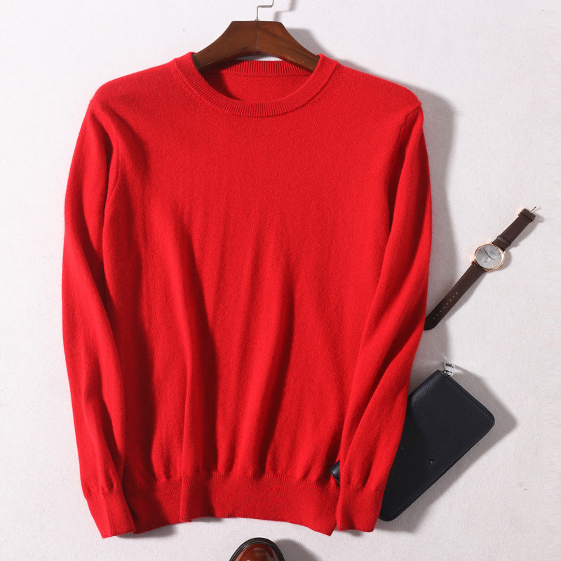 Men's Round Neck Pullover Slimming Business Casual Sweater