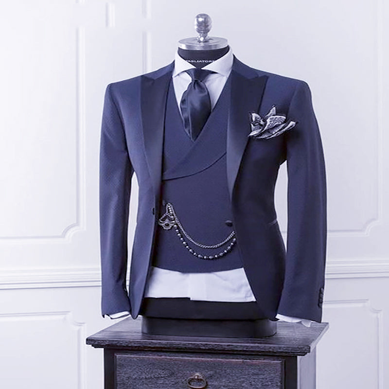 Navy Blue Modern Men Blazer Suit Men