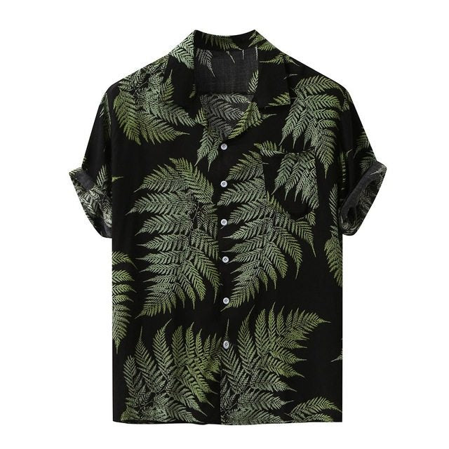 Colorful Men's Summer Short Sleeve Loose Button Hawaiian shirt