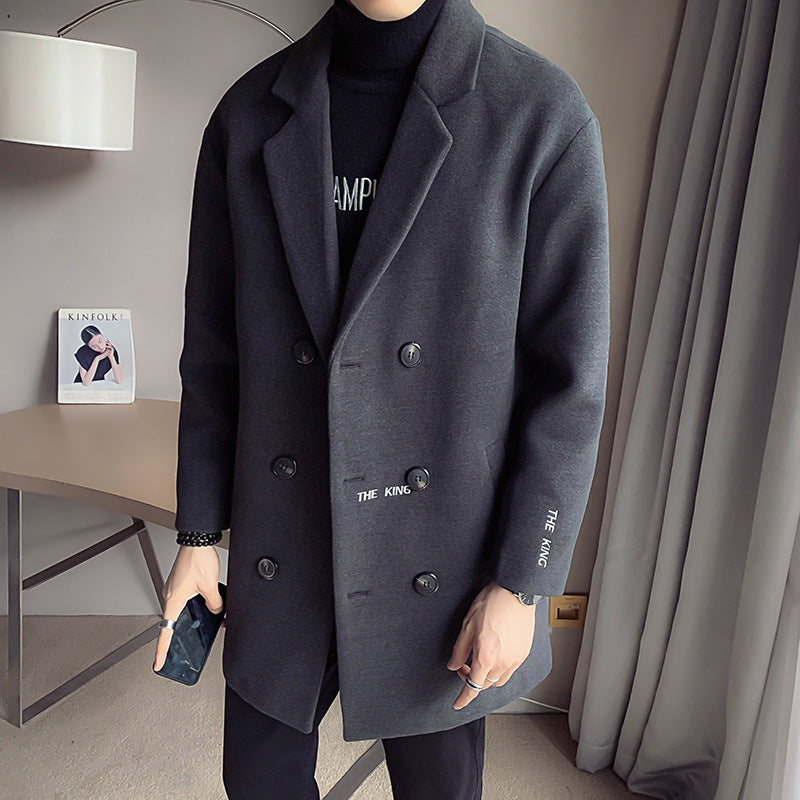 Woolen Coat Double-Breasted Mid-Length Coat