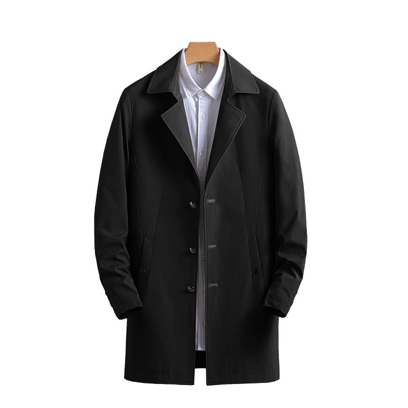 Casual Windbreaker Men's Casual Long Lapel Coat