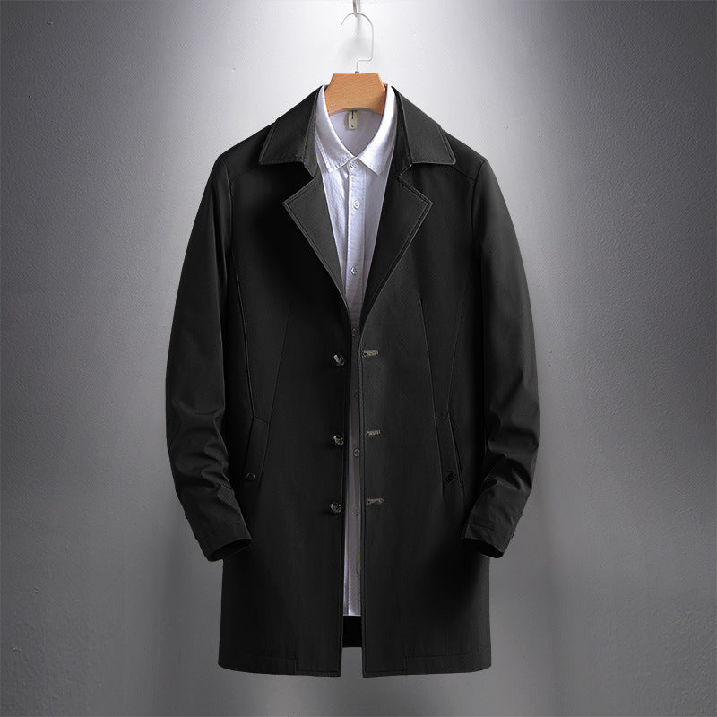 Casual Windbreaker Men's Casual Long Lapel Coat