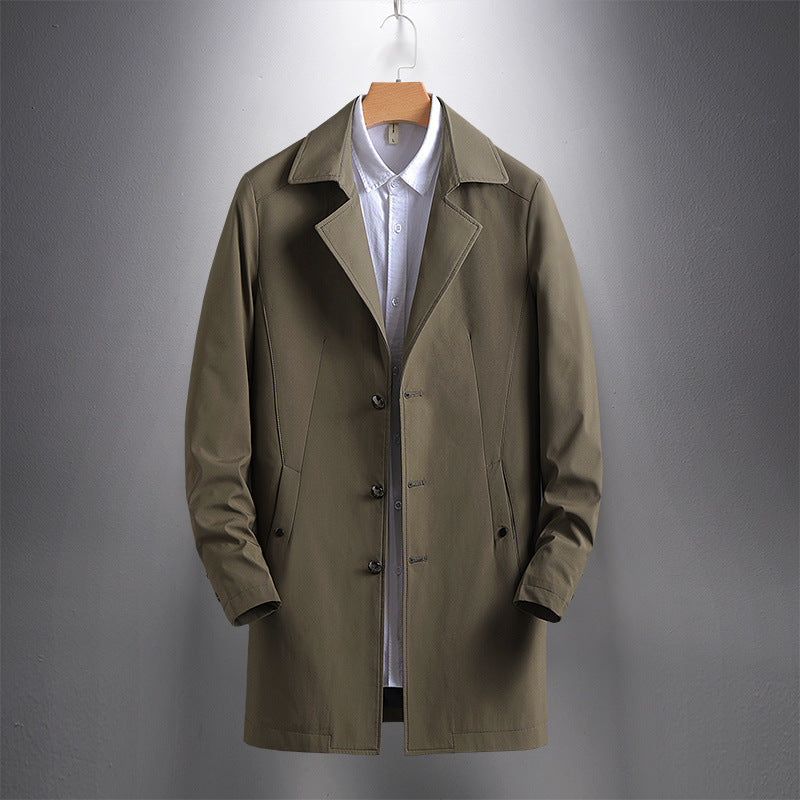 Casual Windbreaker Men's Casual Long Lapel Coat