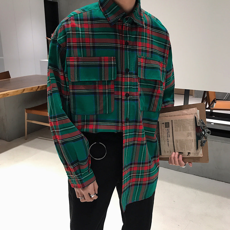 korean style Plaid Shirt