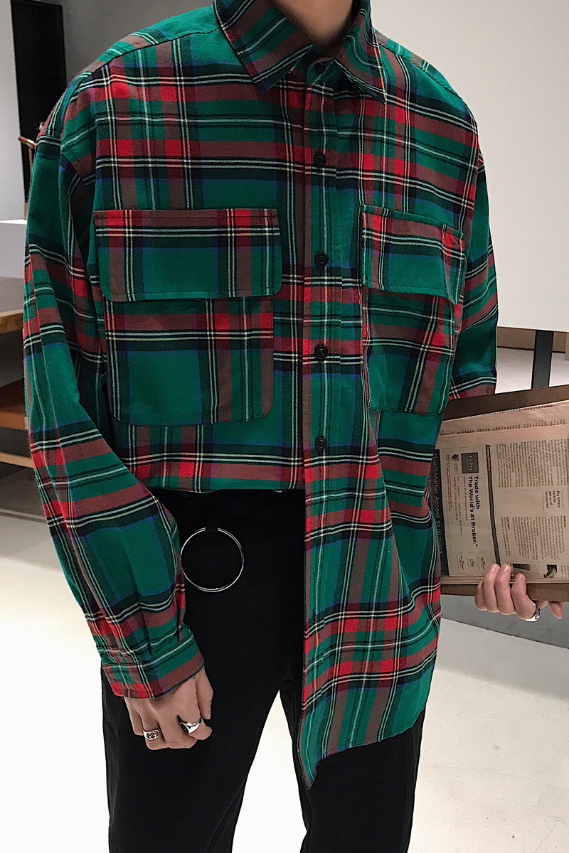 korean style Plaid Shirt