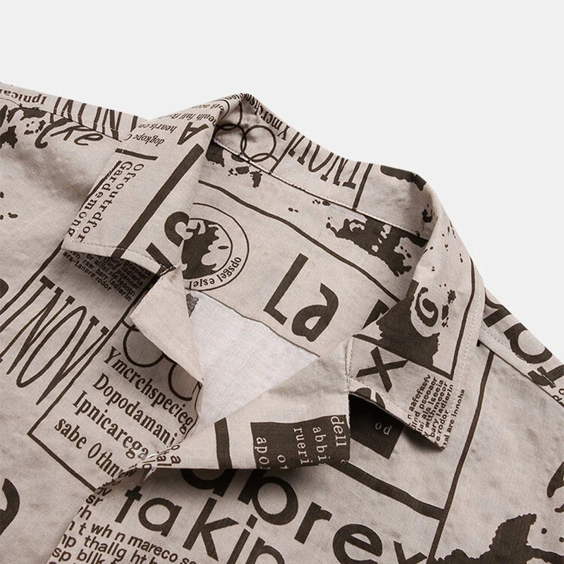 Letter Printed Hawaiian Men's Shirt