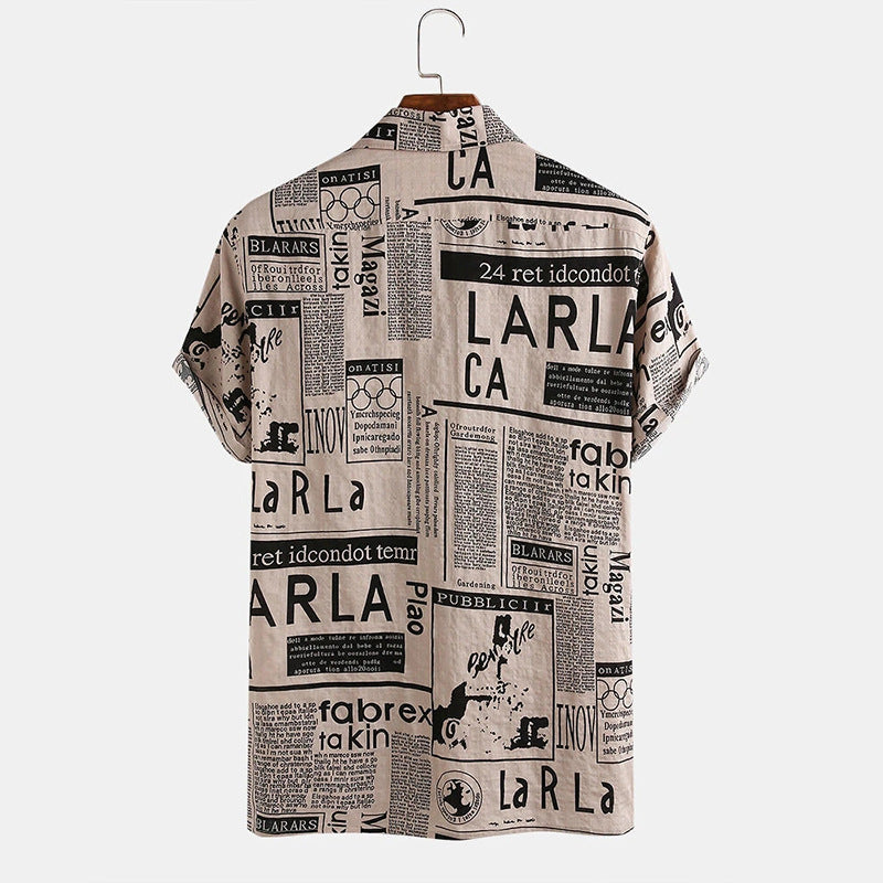 Letter Printed Hawaiian Men's Shirt