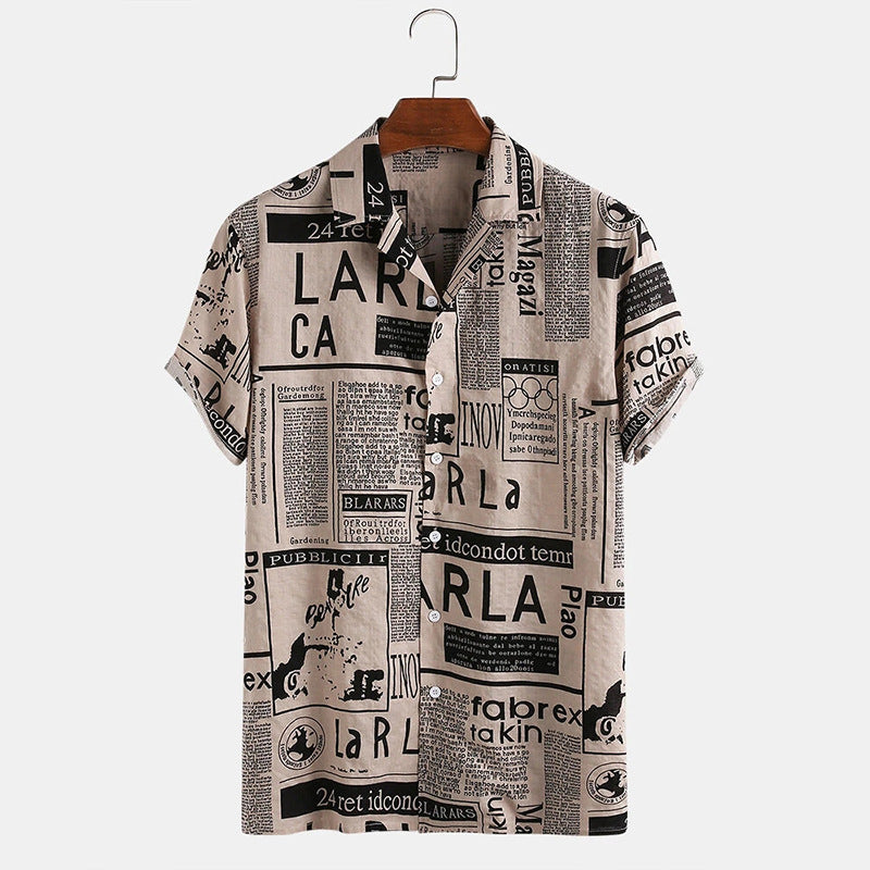 Letter Printed Hawaiian Men's Shirt