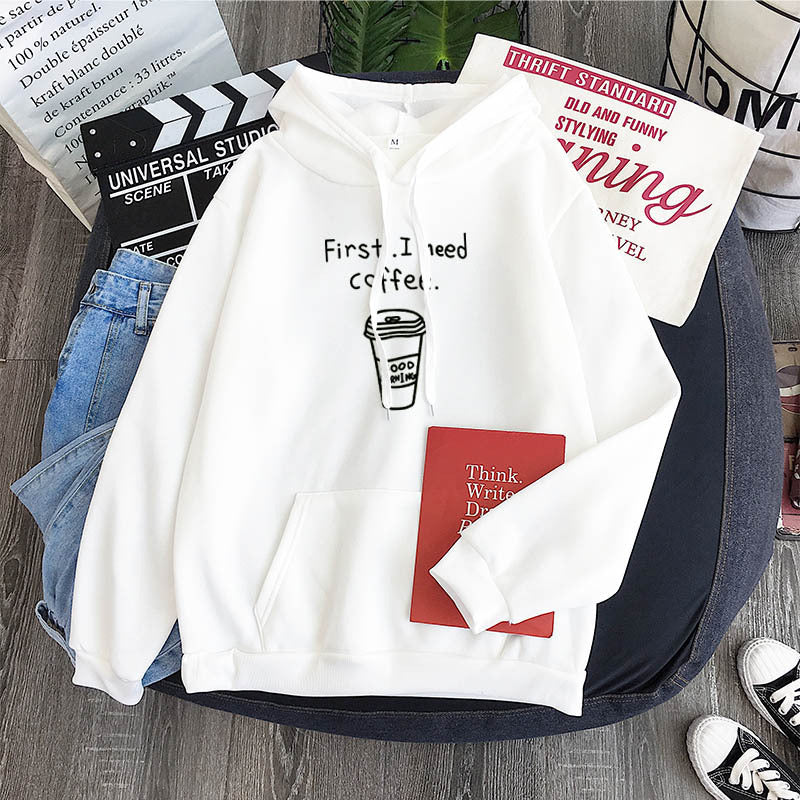 first i need coffee text Fleece Sweatshirt