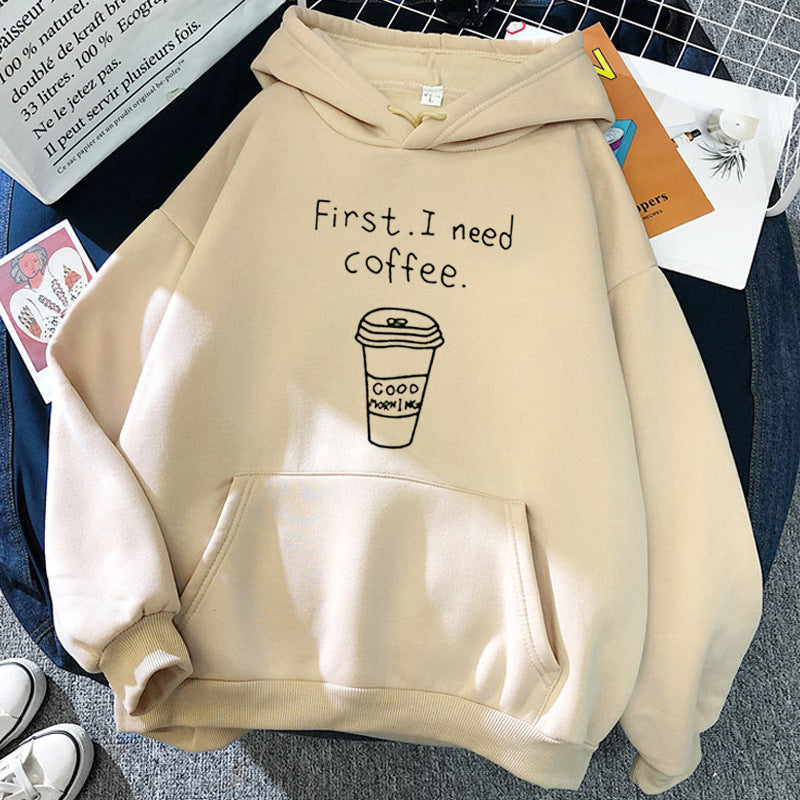 first i need coffee text Fleece Sweatshirt