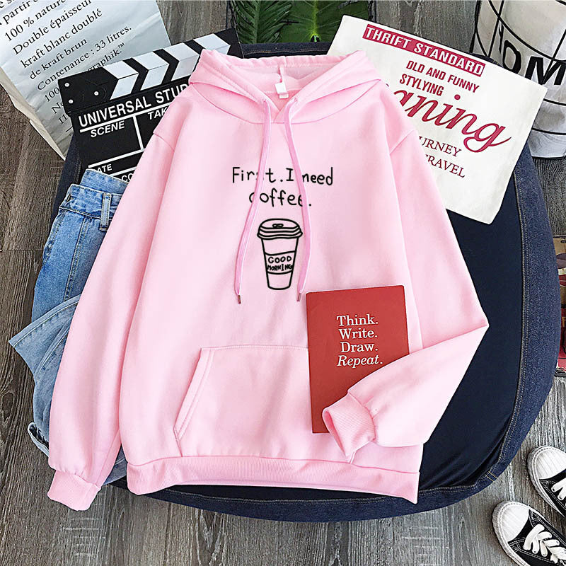 first i need coffee text Fleece Sweatshirt