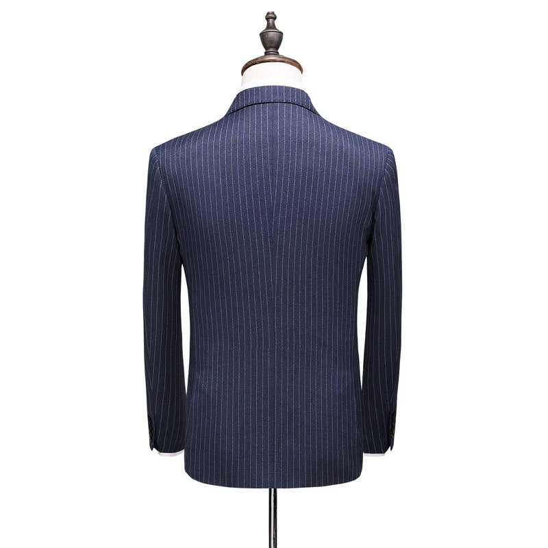 New Foreign Trade Men's Double-Breasted Striped Three-Piece suit