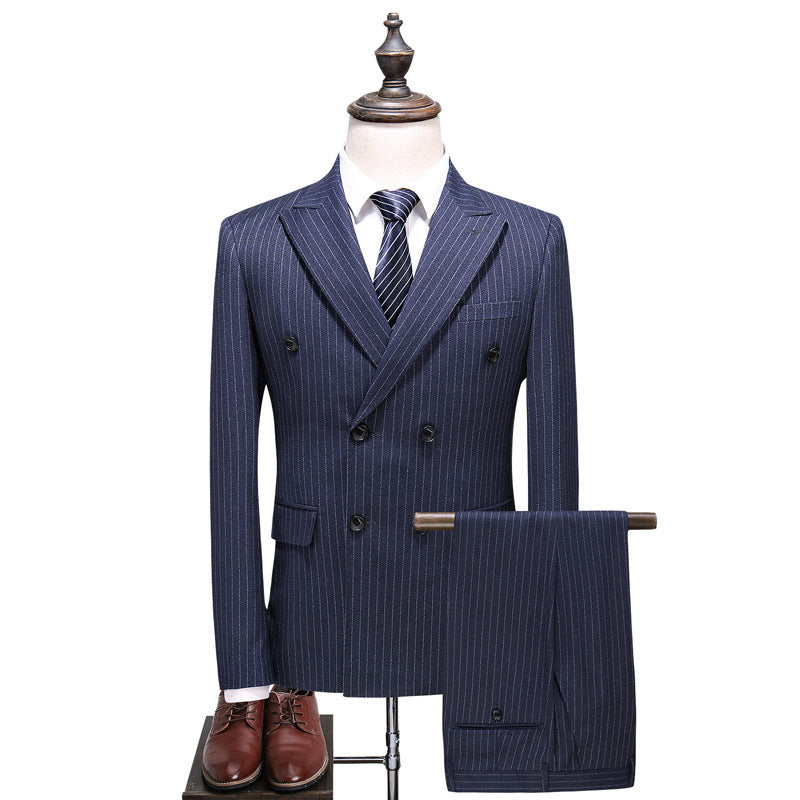 New Foreign Trade Men's Double-Breasted Striped Three-Piece suit