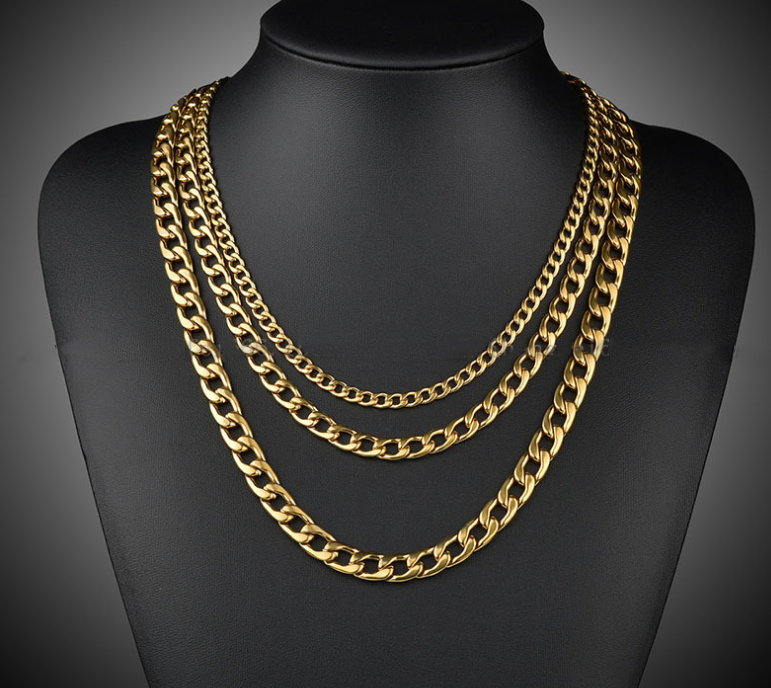 Hip Hop 18K Gold Plated Wide Flat thick Chain