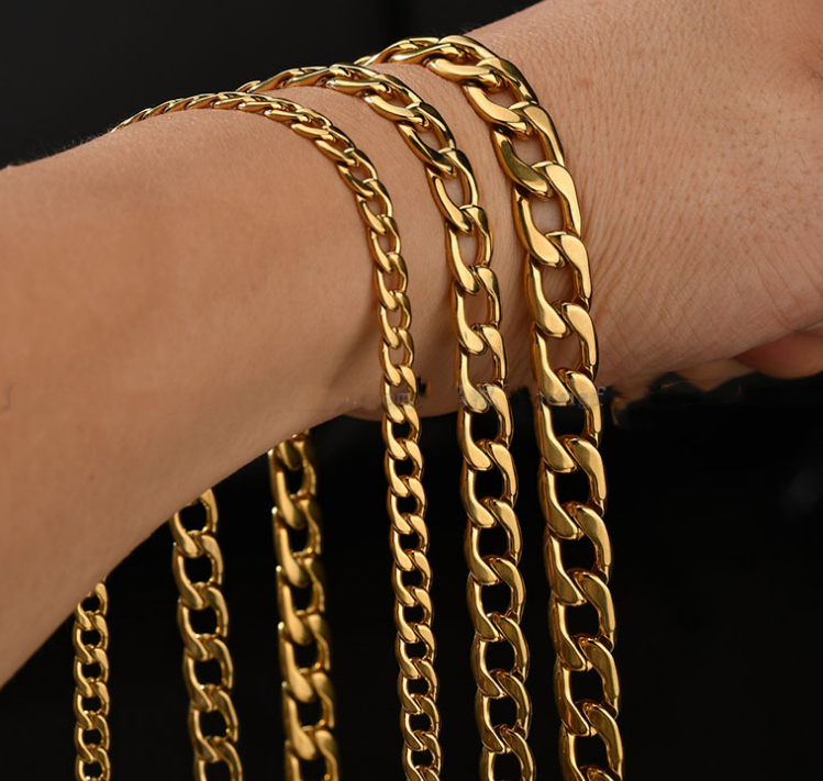 Hip Hop 18K Gold Plated Wide Flat thick Chain