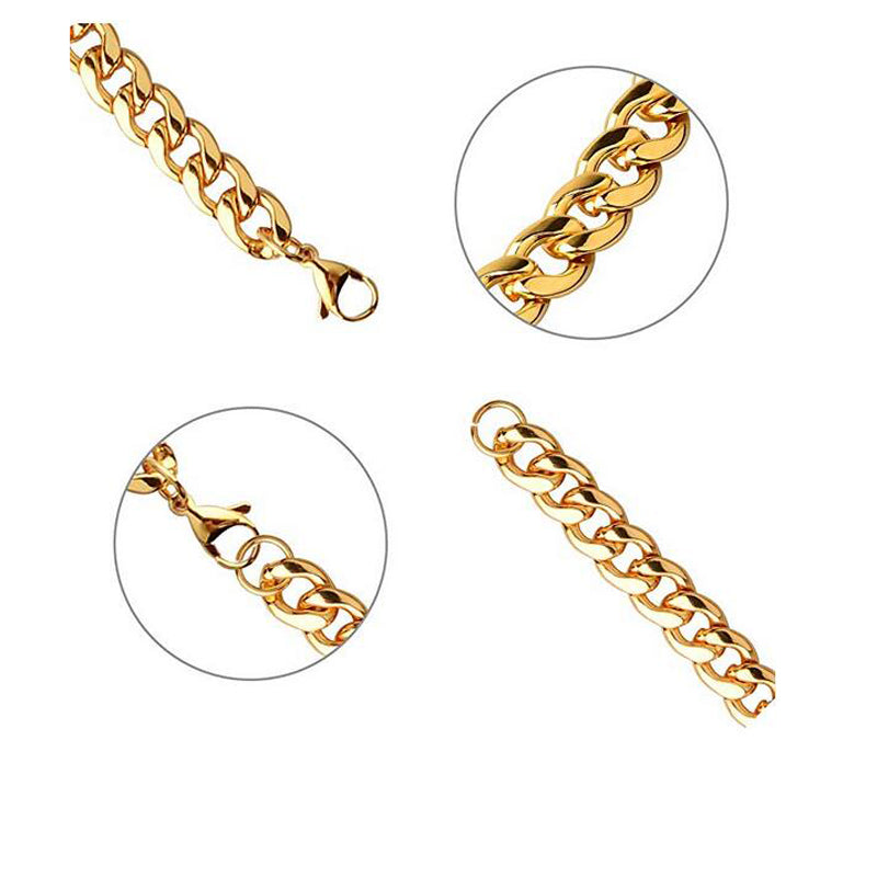 Hip Hop 18K Gold Plated Wide Flat thick Chain