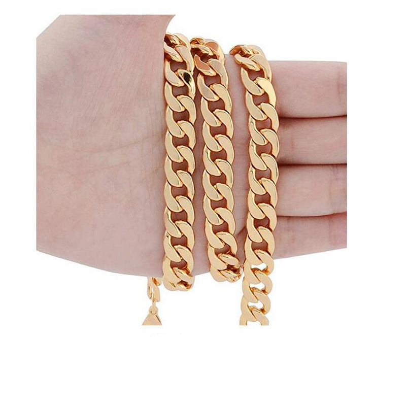 Hip Hop 18K Gold Plated Wide Flat thick Chain