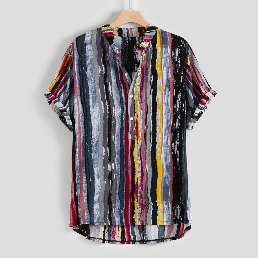 Stand-Up Collar Printed Shirt