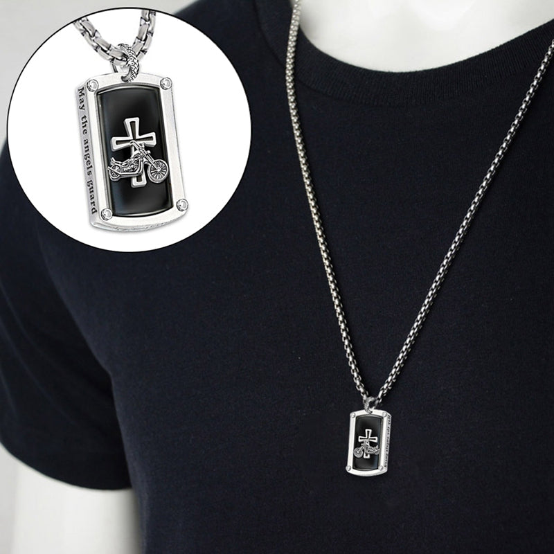 Punk Hip Hop Pendant Necklace Motorcycle Cross Pendant Necklace