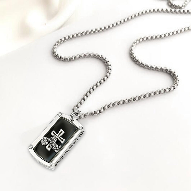 Punk Hip Hop Pendant Necklace Motorcycle Cross Pendant Necklace