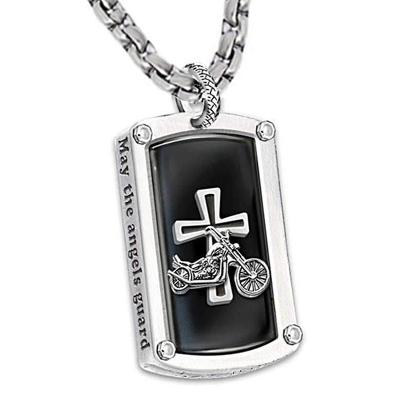 Punk Hip Hop Pendant Necklace Motorcycle Cross Pendant Necklace