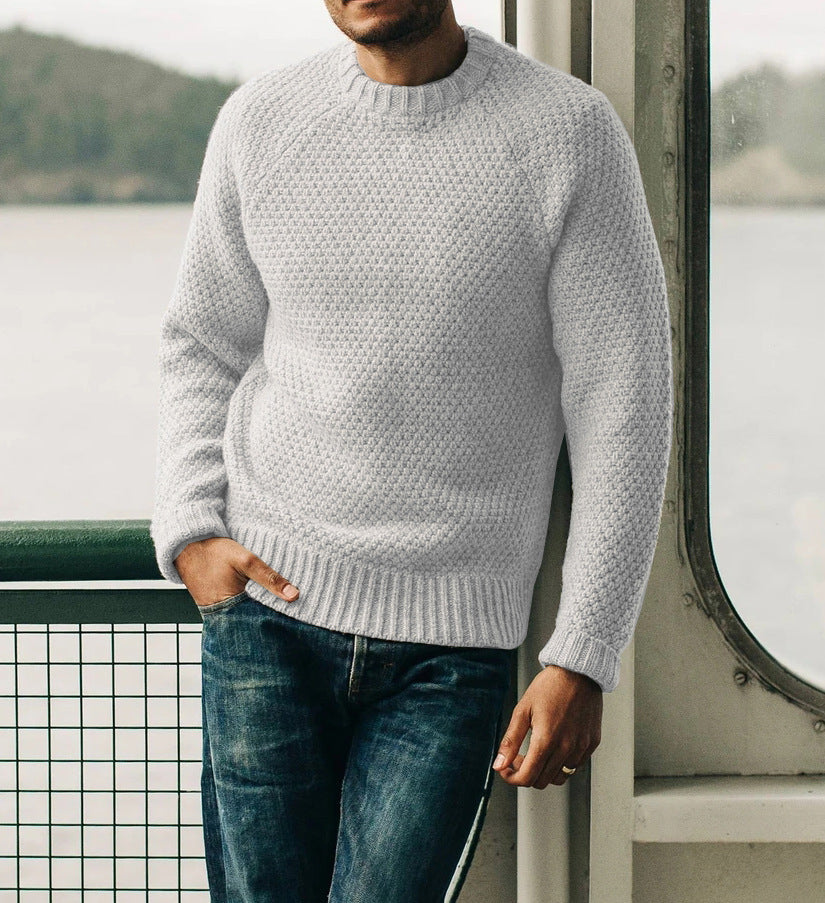 Men's Casual Round Neck Top Pullover Knitted Sweater