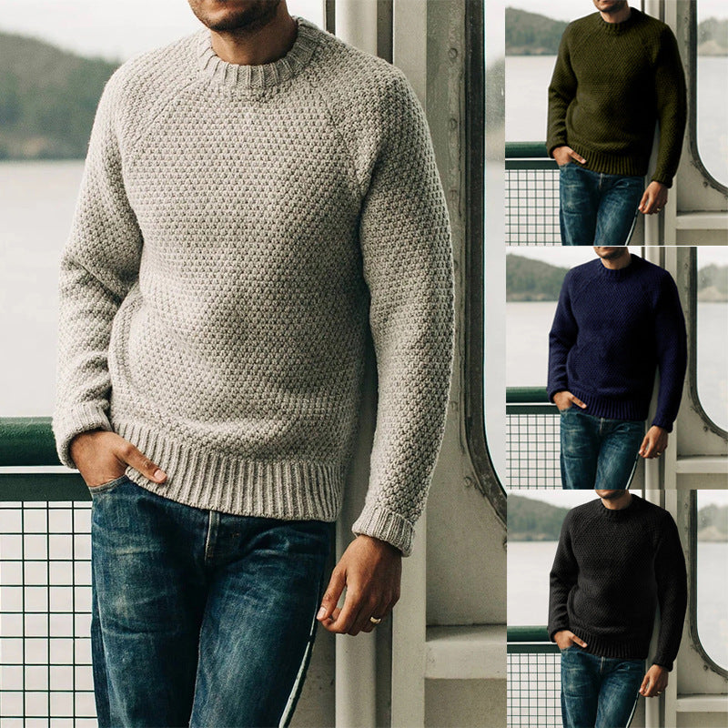 Men's Casual Round Neck Top Pullover Knitted Sweater