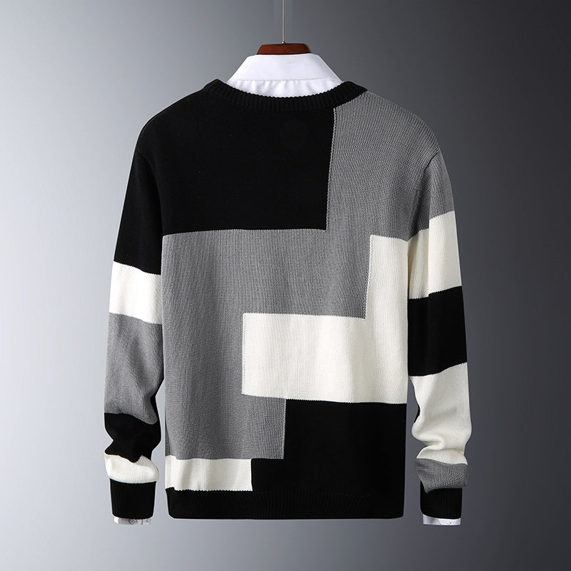 maglione grigio e nero uomo