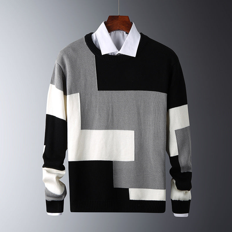 maglione grigio e nero uomo