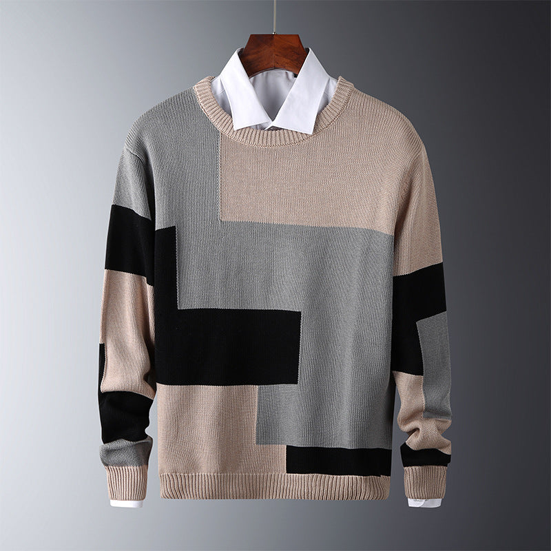 maglione grigio e nero uomo