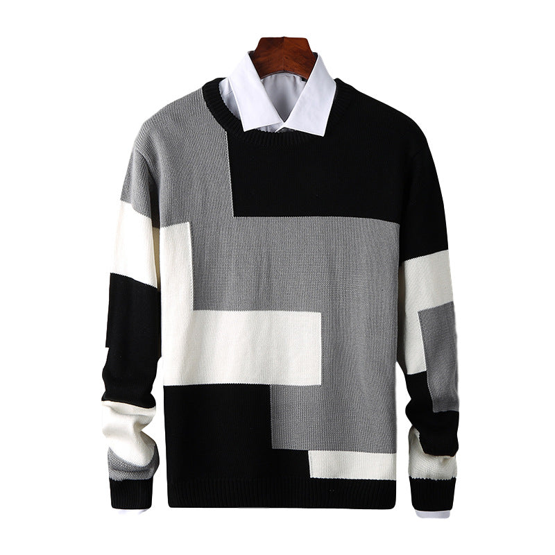 maglione grigio e nero uomo