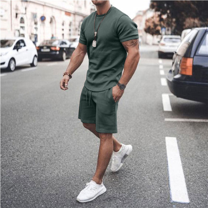 Short Sleeve Shorts Two-Piece Sports And Leisure summer suit for men