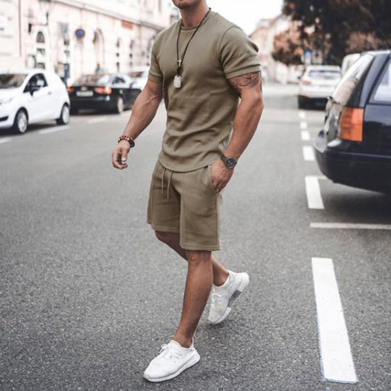 Short Sleeve Shorts Two-Piece Sports And Leisure summer suit for men