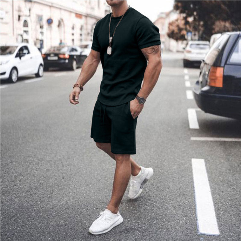 Short Sleeve Shorts Two-Piece Sports And Leisure summer suit for men