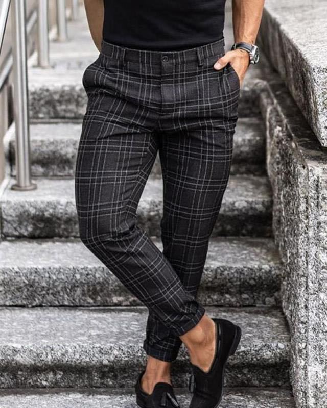 Men'S Casual plaid Trousers