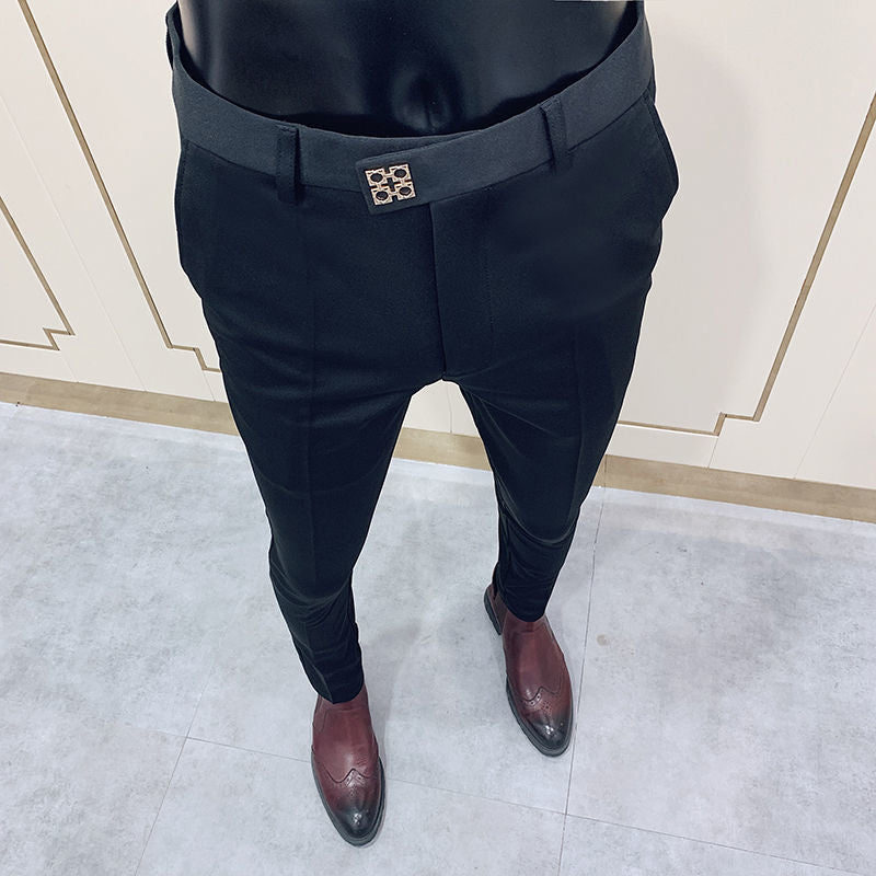 New Trousers Men's Slim Nightclub Nine-Point Pants Suit Pants Men