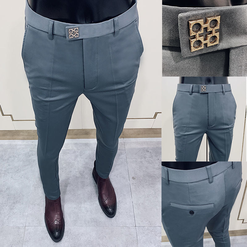 New Trousers Men's Slim Nightclub Nine-Point Pants Suit Pants Men