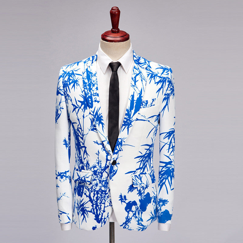 Spring And Autumn Men's Printed Suit Jacket