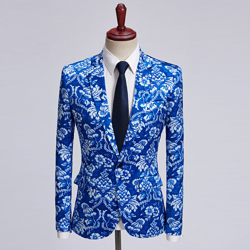 Spring And Autumn Men's Printed Suit Jacket