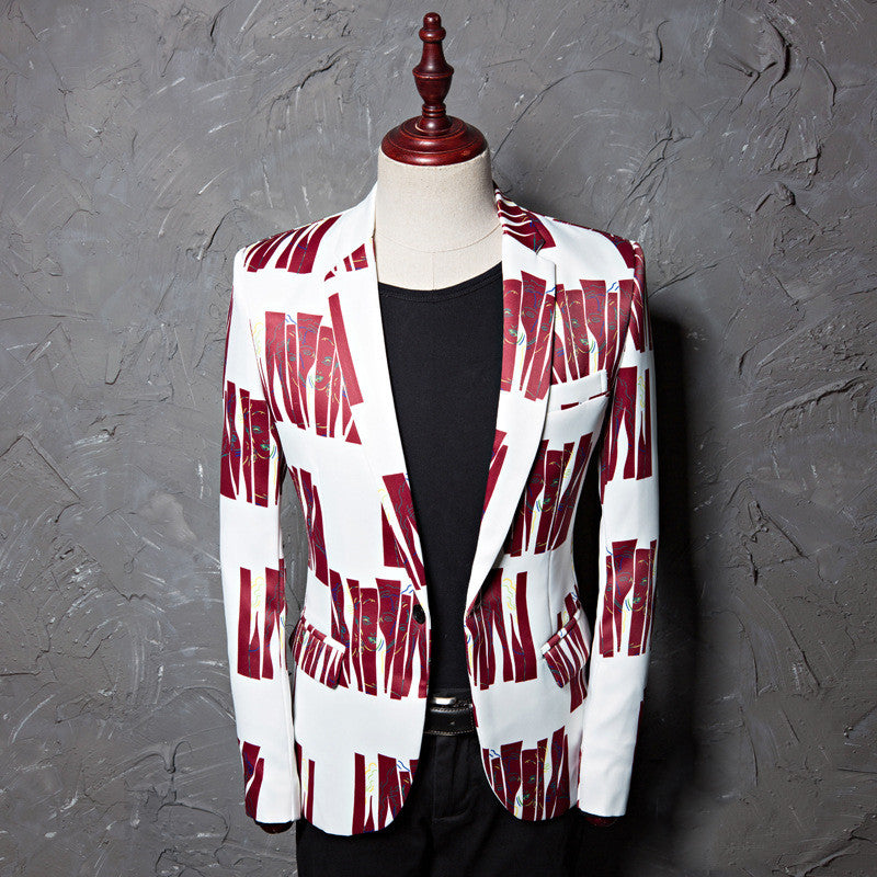 Spring And Autumn Men's Printed Suit Jacket