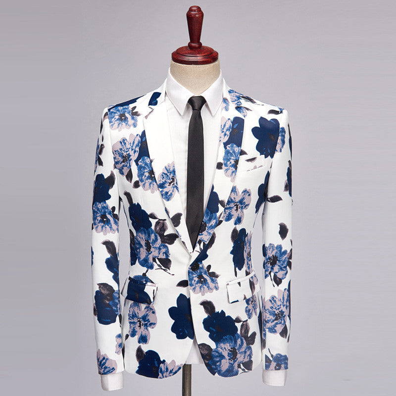 Spring And Autumn Men's Printed Suit Jacket