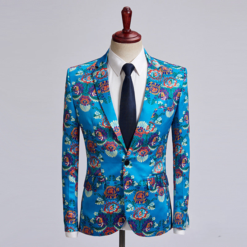 Spring And Autumn Men's Printed Suit Jacket