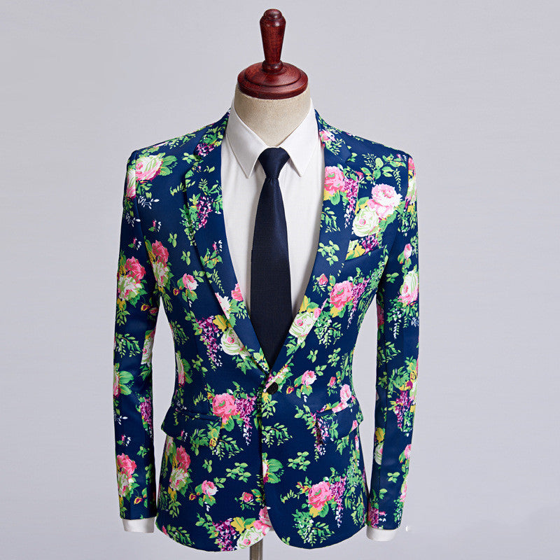 Spring And Autumn Men's Printed Suit Jacket