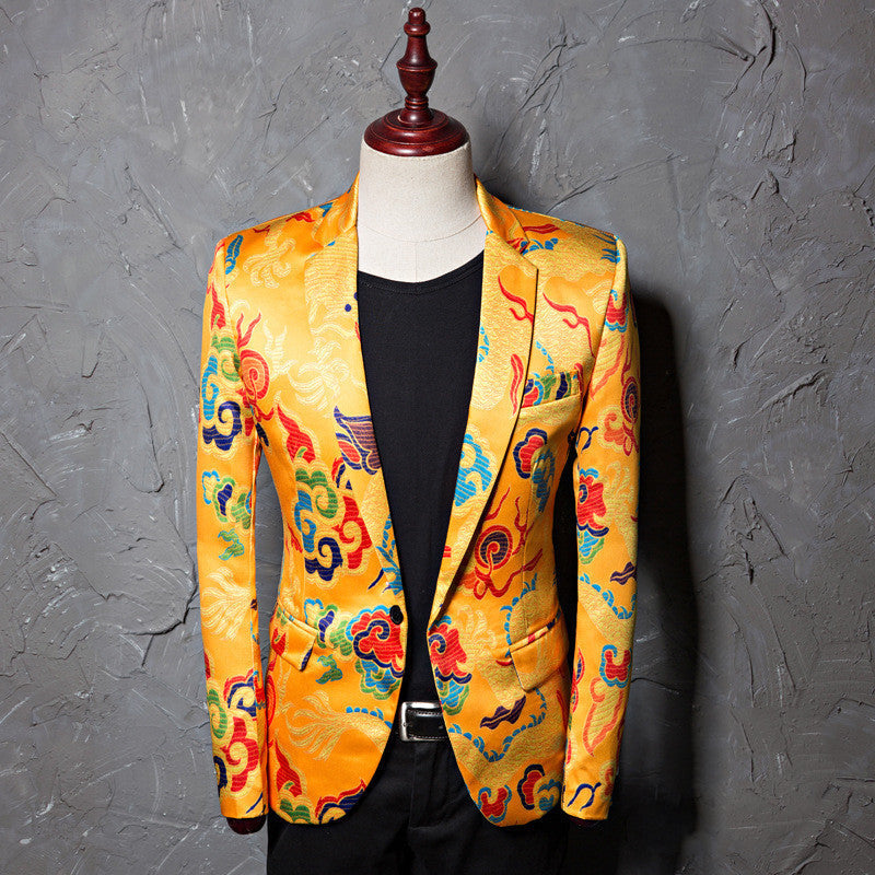 Spring And Autumn Men's Printed Suit Jacket