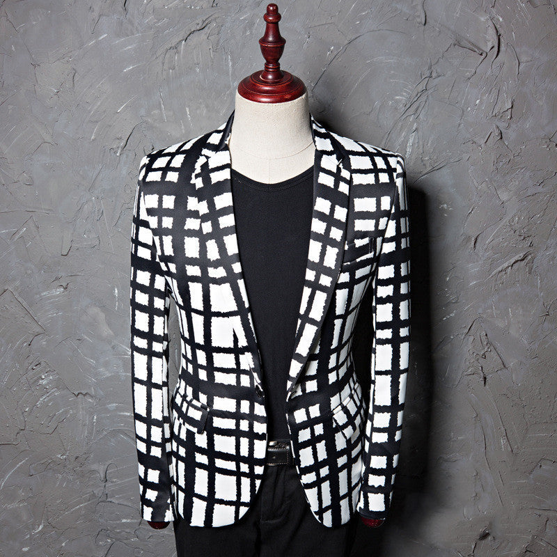 Spring And Autumn Men's Printed Suit Jacket