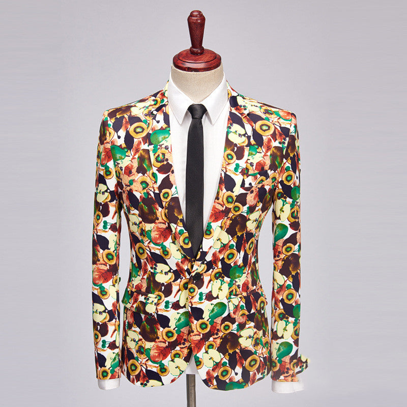 Spring And Autumn Men's Printed Suit Jacket