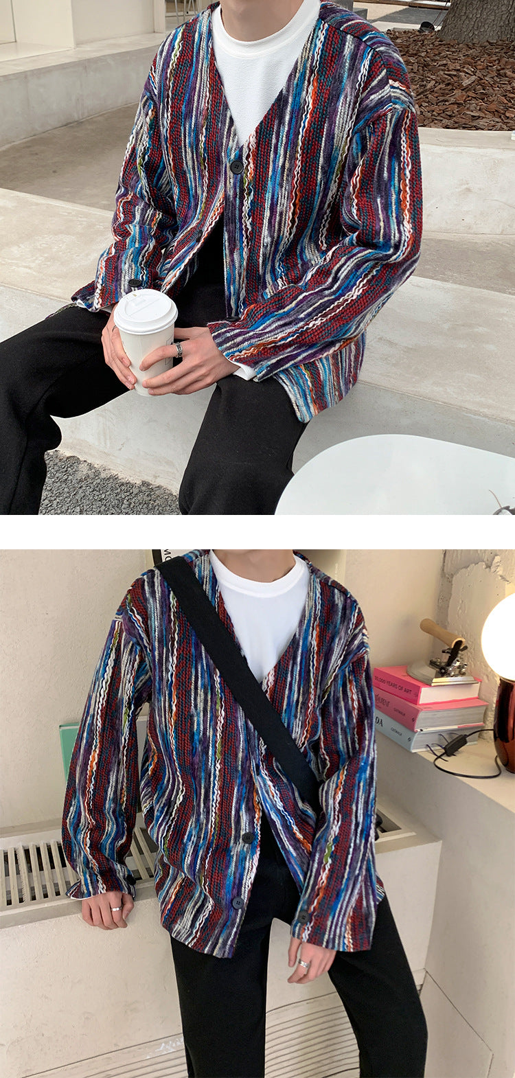 Japanese Knit Jacket Male Cardigan Sweater