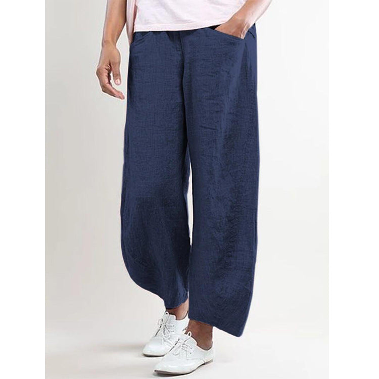 Cotton And Linen Trendy Trousers Wide-leg Casual Pants