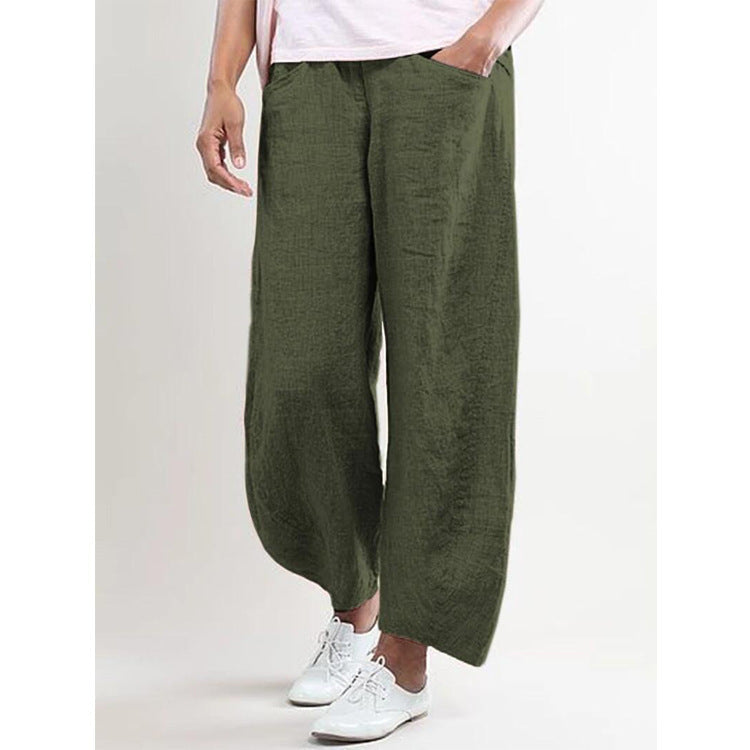 Cotton And Linen Trendy Trousers Wide-leg Casual Pants